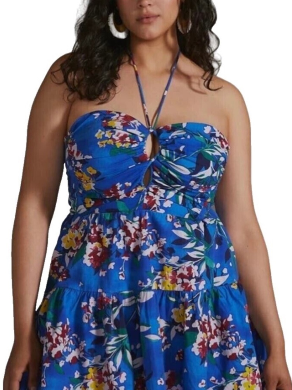 Anthropologie Emily  Blue Floral Halter Sundress